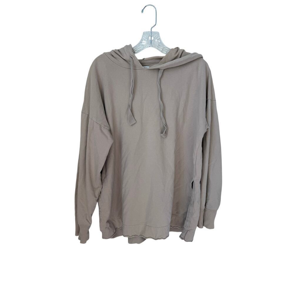 Aerie Beige Split Hem Pullover Hoodie Size Medium
